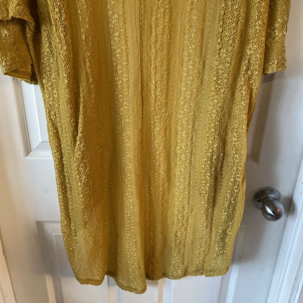 Lularoe Beach Cover Up Women’s Size Medium Yellow Ochre Open Front - Picture 8 of 10